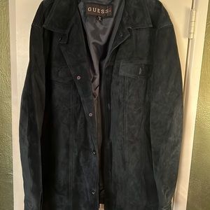 Guess suede jacket. Dark navy blue. Gorgeous! Mens XL